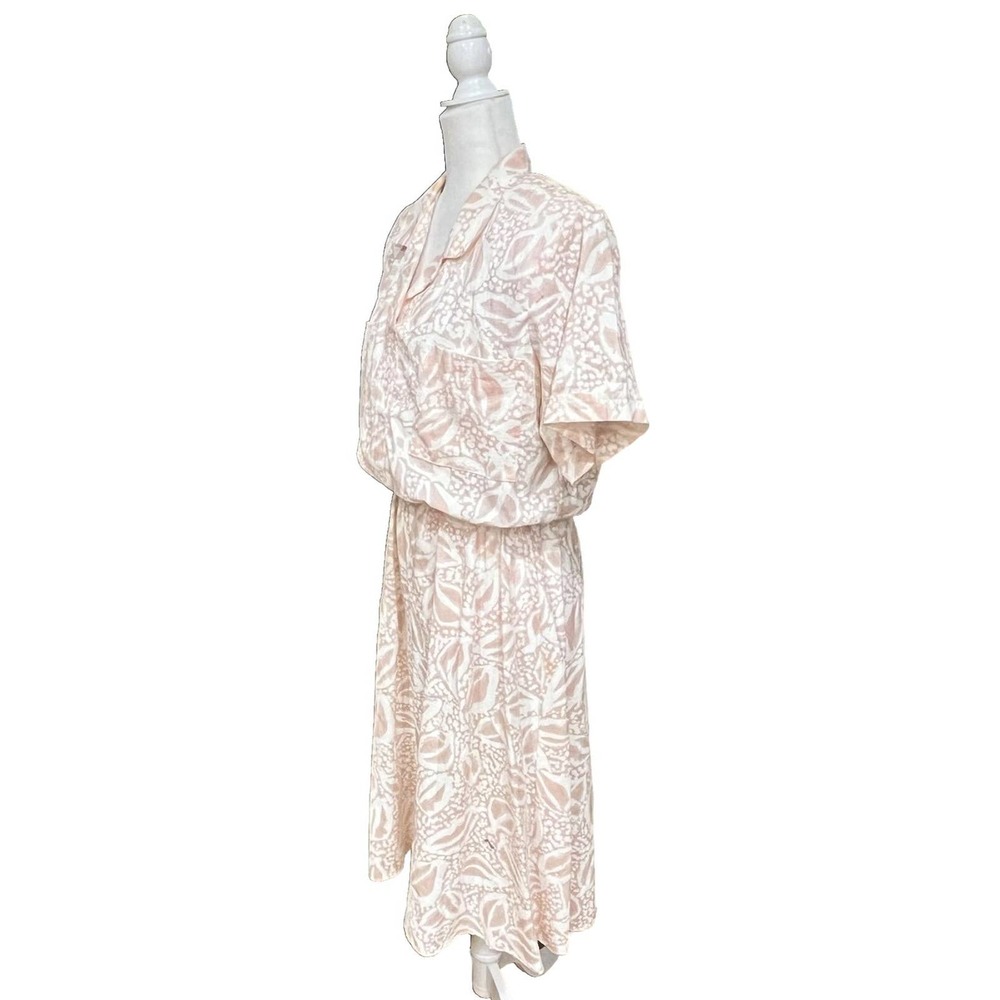 Miss Oops California Vintage Pink White Short Sleeve Collar MIDI Dress - Picture 3 of 8